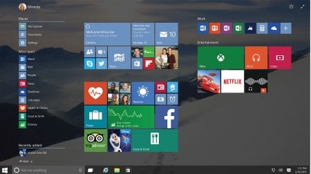 The touchscreen variant of Windows 10.