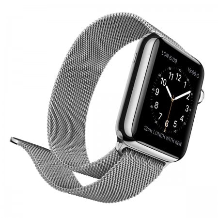 The Apple Watch with Milanese Loop band.