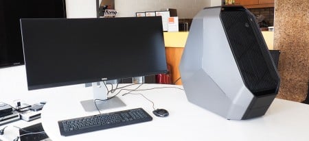 This review is of the computer on the right, not the monitor on the left. 