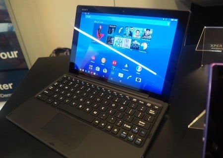 The Sony Xperia Z4 Tablet with its own keyboard, the BKB50 Bluetooth Keyboard.