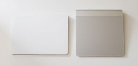 New versus old, with Apple Magic Trackpad 2 on the left, and Magic Trackpad on the right.